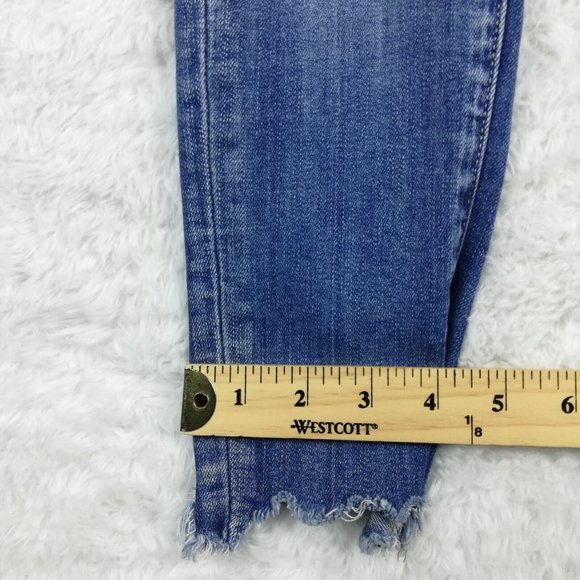 Flying Monkey Womens Jeans Skinny Blue Denim Ripped Raw Hem‎ Light Wash 25 - Picture 10 of 12